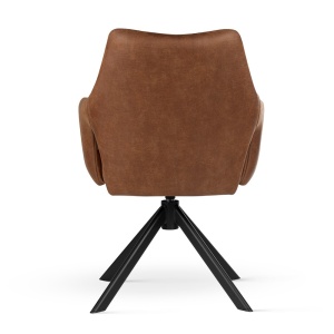 SCAUN PIVOTANT VESPER, CAMEL/NEGRU/BULL 09, TAPITERIE DIN PIELE ECOLOGICA SI PICIOARE DIN METAL, STIL MODERN - Img 3