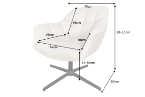 SCAUN ROTATIV 360°, PAPILLON 80/90CM, TEXTIL BEJ SI METAL, DESIGN INDUSTRIAL - Img 3