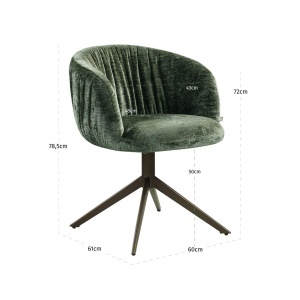 SCAUN ROTATIV CASSI, DIN METAL SI TEXTIL CHENILLE, DE CULOARE NEGRU/VERDE, RICHMOND INTERIORS - Img 2