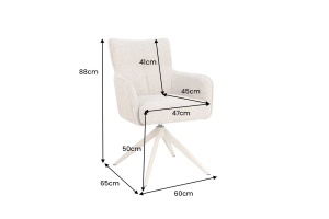 Scaun rotativ LUGANO cu funcție de revenire automată la 360°, cotiere, capacitate de încărcare 150 kg, tweed chenille taupe - Img 2