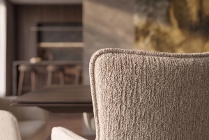 Scaun rotativ LUGANO cu funcție de revenire automată la 360°, cotiere, capacitate de încărcare 150 kg, tweed bej tip chenille - Img 2