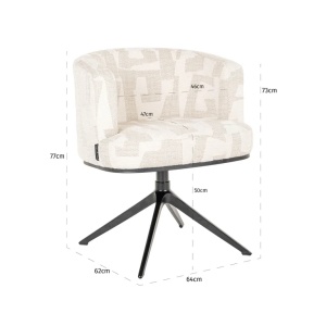 SCAUN ROTATIV SWIVEL CHEYENNE BEJ GRAFFIC S4749, CONFECTIONAT DIN 100% POLIESTER, ALUMINIU, SPUMA, METAL, PLASTIC SI PLACAJ RICHMOND INTERIORS - Img 3