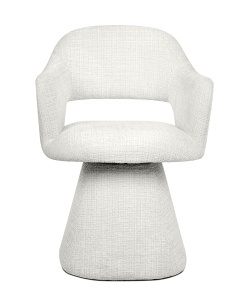 SCAUN ROTATIV VERONA, ALB, CONFECTIONAT DIN TAPITERIE DIN TEXTIL CHENILLE, SPUMA SI METAL, STIL MODERN - Img 5