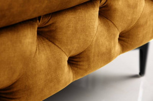 SCAUN/TABURET, BAROC, CATIFEA DE CULOARE GALBEN MUSTAR, STIL CHESTERFIELD - Img 3