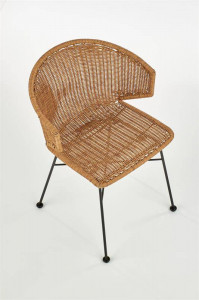 SCAUN TERASA K407, NATURAL/NEGRU, DIN RATAN SINTETIC SI PICIOARE DIN METAL, STIL MODERN - Img 5