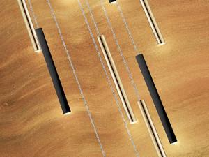 SCHULLER, LUSTRA/PLAFONIERA VARAS, CU TELECOMANDA, 60/500 CM, NEGRU MAT/AURIU/OPAL, DIN METAL SI ACRIL, STIL MODERN - Img 4