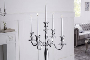 SET 2 BUCATI SFESNICE DE PODEA 5 BRATE, 120CM, ARGINTIU STIL CLASIC - Img 5