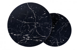 SET 2 MASUTE DE CAFEA AMARO, 43/53 CM, EFECT DE MARMURA NEAGRA/NEGRU, BLAT DIN MDF SI CADRU DIN METAL, STIL MODERN - Img 2