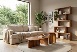 SET 2 MASUTE DE CAFEA, GATSBY, REALIZATE DIN LEMN MASIV DE SALCAM, CULOARE NATUR, ARTIM GROUP SELECTION - Img 4