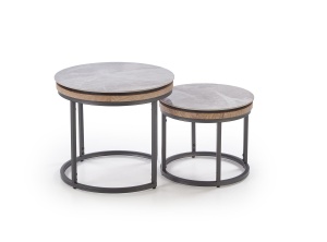SET 2 MASUTE DE CAFEA ITAKA, EFECT DE MARMURA GRI/NEGRU, DIN MDF SINTERIZAT, MDF FURNIRUIT SI METAL, STIL MODERN - Img 6