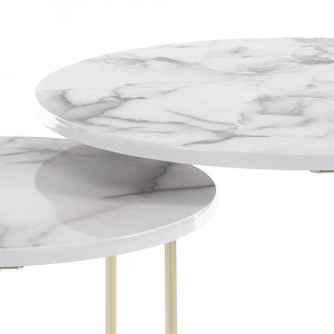 SET 2 MASUTE DE CAFEA, THIN-R WHITE, COD 5033, STIL MODERN, REALIZAT DIN METAL SI MDF LAMINAT - Img 2