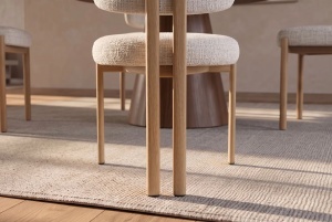 SET 2 SCAUNE BELLANO, REALIZATA DIN METAL SI TEXTIL CHENNILE, CULOARE BEJ/ STEJAR - Img 3