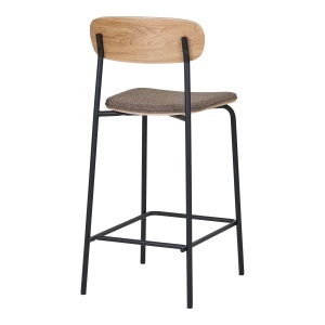SET 2 SCAUNE DE BAR ESTEPONA, DIN METAL, FURNIR SI TEXTIL, CULOARE NATUR/MARO, HOUSE NORDIC - Img 4
