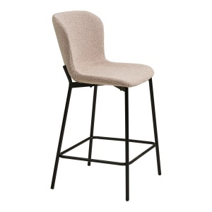 SET 2 SCAUNE DE BAR MACEDA, DIN METAL SI TEXTIL BOUCLE, CULOARE BEJ, HOUSE NORDIC - Img 4