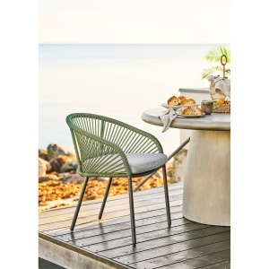 SET 2 SCAUNE DE TERASA NOVELLA, CU PERINA, REALIZAT DIN ALUMINIU SI TEXTIL, CULOARE VERDE/GRI, HOUSE NORDIC - Img 2