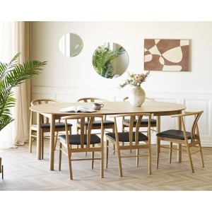 SET 2 SCAUNE DINING ARTENARA, DIN LEMN SI PIELE ECO, CULOARE NATUR/NEGRU, HOUSE NORDIC - Img 6