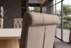 SET 2 SCAUNE DINING CASA, CU PICIOARE DIN LEMN SI TEXTIL, STIL IN, CULOARE TAUPE - Img 6