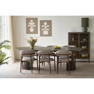 SET 2 SCAUNE DINING LEVANTO, DIN METAL SI TEXTIL, CULOARE NUC/NISIPIU, HOUSE NORDIC - Img 2