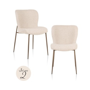 SET 2 SCAUNE DINING ODARBY, REALIZAT DIN METAL SI TEXTIL, CULOARE CREM, DESIGN DEOSEBIT, RICHMOND INTERIORS