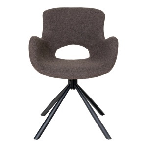 SET 2 SCAUNE DINING ROTATIV AMORIM, DIN METAL, FURNIR SI TEXTIL BOUCLE, CULOARE MARO GRI, HOUSE NORDIC - Img 2