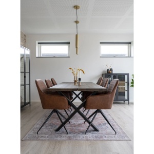 SET 2 SCAUNE DINING ROTATIV HARBO, DIN METAL, FURNIR SI PIELE ECO, CULOARE MARO, HOUSE NORDIC - Img 2
