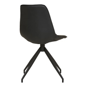 SET 2 SCAUNE DINING ROTATIVE MONACO, DIN METAL SI PIELE ECO, CULOARE NEGRU/NEGRU, HOUSE NORDIC - Img 5