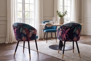 SET 2 SCAUNE MAISON CLASIC, REALIZAT DIN METAL SI CATIFEA , CULOARE ALBASTRU/MULTICOLOR, INVICTA INTERIOR - Img 6