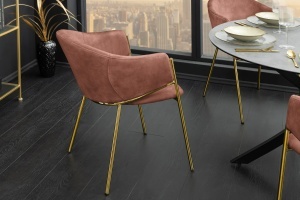SET 2 SCAUNE, NOBLESSE, MATERIAL CATIFEA, CADRUL METAL, CULOARE ROZ, ARTIM GROUP SELECTION