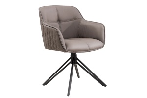 SET 2 SCAUNE ROTATIVE 180 GRADE CU COTIERE, EUPHORIA, DIN PIELE TAUPE SI METAL, ARTIM GROUP SELECTION - Img 3