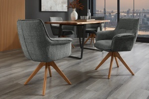 SET 2 SCAUNE ROTATIVE 180 GRADE, LE GRAND, MATERIAL CHENILLE GRI SI PICIOARE DIN LEMN, ARTIM GROUP SELECTION - Img 5