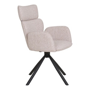 SET 2 SCAUNE ROTATIVE CORDOBA, DIN METAL SI TEXTIL, CULOARE BEJ, HOUSE NORDIC - Img 4