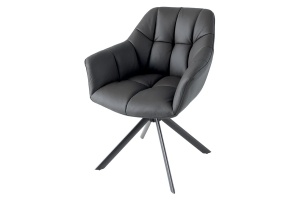SET 2 SCAUNE ROTATIVE, PAPILLON, 180 GRADE, DIN PIELE SI SUPORT METAL, NEGRU, ARTIM GROUP SELECTION - Img 3