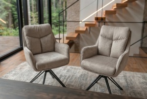 SET 2 SCAUNE ROTATIVE, PROMETHEUS, 180 grade, REALIZAT DIN METAL SI TEXTIL VELUR, CULOARE TAUPE, ARTIM GROUP - Img 11