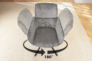 SET 2 SCAUNE ROTATIVE, UNIQUE, 180 GRADE, DIN MATERIAL CHENILLE GRI SI PICIOARE METAL, ARTIM GROUP SELECTION - Img 6