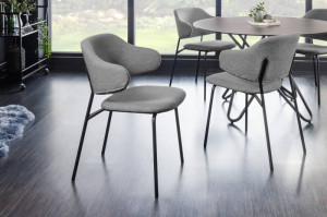 SET 2 SCAUNE, TRACY ALPINE, TEXTIL BOUCLE GRI/NEGRU - Img 2