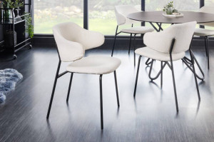 SET 2 SCAUNE TRACY , DIN MATERIAL PLUS ALB SI PICIOARE NEGRE, DESIGN INDUSTRIAL - Img 2
