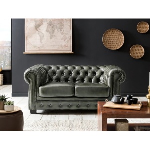 SET 3 BUCATI, CANAPELE DE LUX CHESTERFIELD, DIN PIELE NATURALA, CULOARE VERDE, ARTIM SELECTION - Img 4