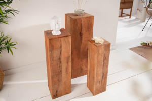 SET 3 COLUMNE PILLAR MAKASSAR 40181 MANGO DIN LEMN MASIV STIL VINTAGE - Img 2
