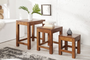 SET 3 MASUTE DE CAFEA/TABURETI, MONSOON, DESIGN VINTAGE - Img 1