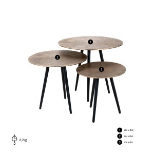 SET 3 MASUTE DE CAFEA VITTORIO, 210239, CONFECTIONATA DIN ALUMINIU, CULOAREA NEGRU/AURIU SAMPANIE, STIL MODERN - Img 4