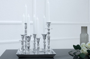 SET 4 BUC SFESNICE, 7 FLAMES, ARGINTIU, STIL CLASIC - Img 3