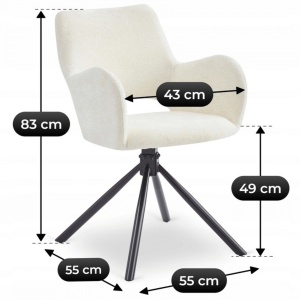 SET 4 SCAUNE, ARTIM MEBLE, REALIZAT DIN MATERIAL TEXTIL BOUCLE CREM SI METAL, STIL MODERN - Img 3
