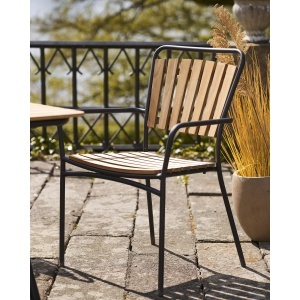 SET 4 SCAUNE DE TERASA CLEVELAND, REALIZAT DIN METAL SI LEMN, CULOARE NATUR/NEGRU, HOUSE NORDIC - Img 7