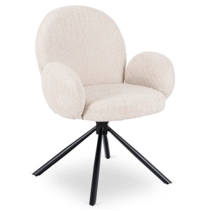 SET 4 SCAUNE ROTATIVE, ARTIM MEBLE, REALIZAT DIN MATERIAL BOUCLE BEJ SI METAL, STIL MODERN - Img 4