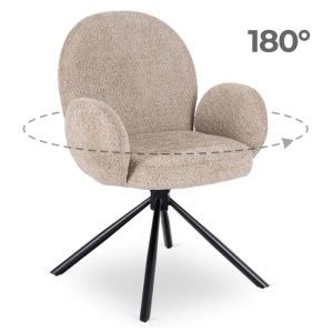 SET 4 SCAUNE ROTATIVE, ARTIM MEBLE, REALIZAT DIN MATERIAL BOUCLE MARO SI METAL, STIL MODERN - Img 9