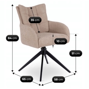 SET 4 SCAUNE ROTATIVE, ARTIM MEBLE, REALIZAT DIN MATERIAL TEXTIL BEJ SI CADRUL DIN METAL, STIL MODERN - Img 8