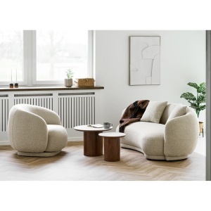 SET CANAPEA SI FOTOLIU HAWKES, DIN LEMN SI TEXTIL, CULOARE BEJ NISIPIU, HOUSE NORDIC - Img 2