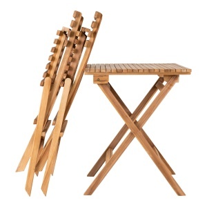 SET DE GRADINA SAU CAFENEA CUENCA, MASA SI 2 SCAUNE, REALIZATA DIN LEMN DE TEC, CULOARE NATUR, HOUSE NORDIC - Img 3