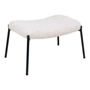SET FOTOLIU DE RELAXARE SI TABURET GLAGOW, DIN METAL SI TEXTIL BOUCLE, CULOARE ALB, HOUSE NORDIC - Img 4