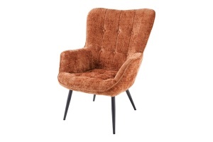 SET FOTOLIU SI TABURET SCANDINAVIA, DIN METAL SI TEXTIL CHENILLE, CULOARE CARAMIZIU, INVICTA INTERIOR - Img 6